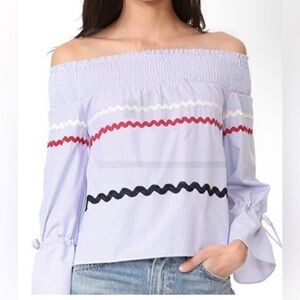 English Factory Striped Off-Shoulder Blouse S